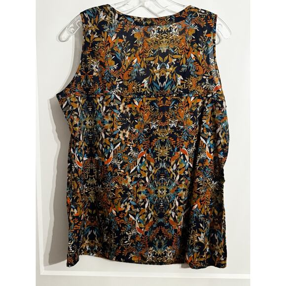 Eddie Bauer Shirt Sz L Sleeveless Blouse Print Tank Top Fall Shell Boho Lagen - Picture 4 of 7